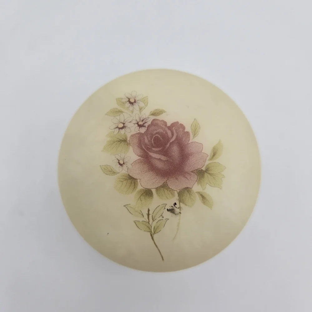 Vintage Genuine Alabaster Hand Carved Floral Trinket Box Made In Italy